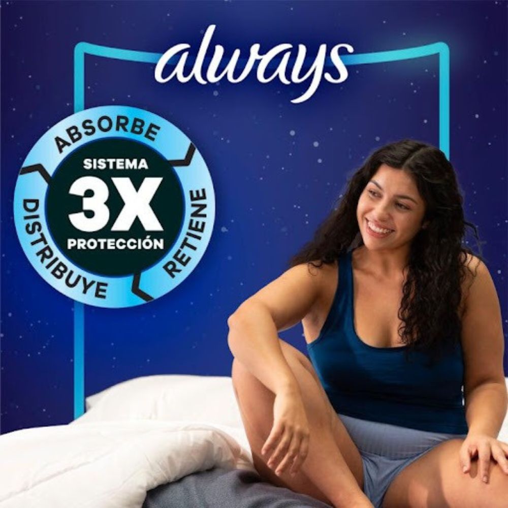 Always Toallas Nocturna Extra Largas Flujo Super Abundante 22 Und