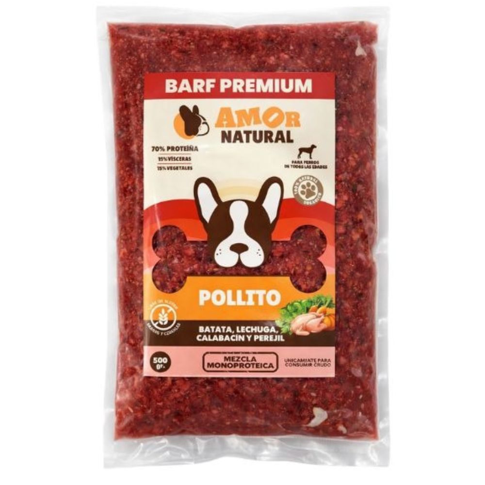 Amor Natural Barf Premium Para Perros Pollito 500gr