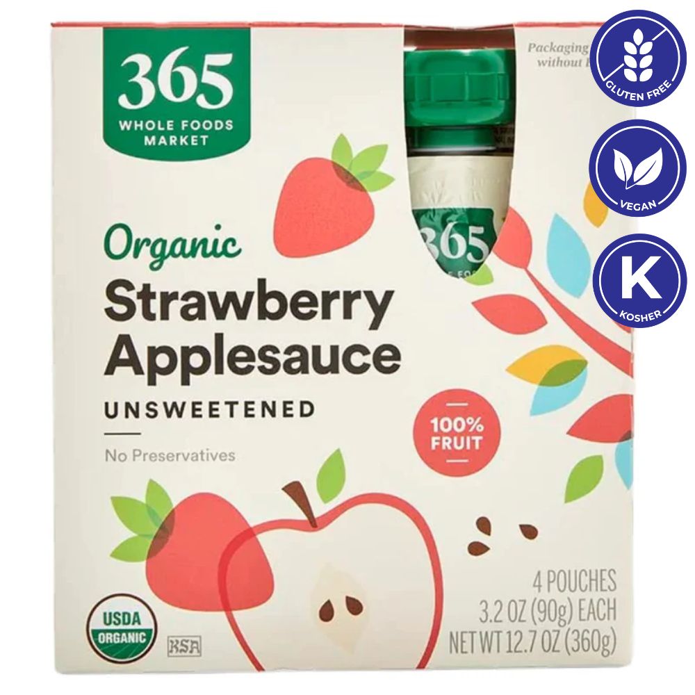 365 Whole Food Market Organic Strawberry Applesauce Unsweetened 4 Und
