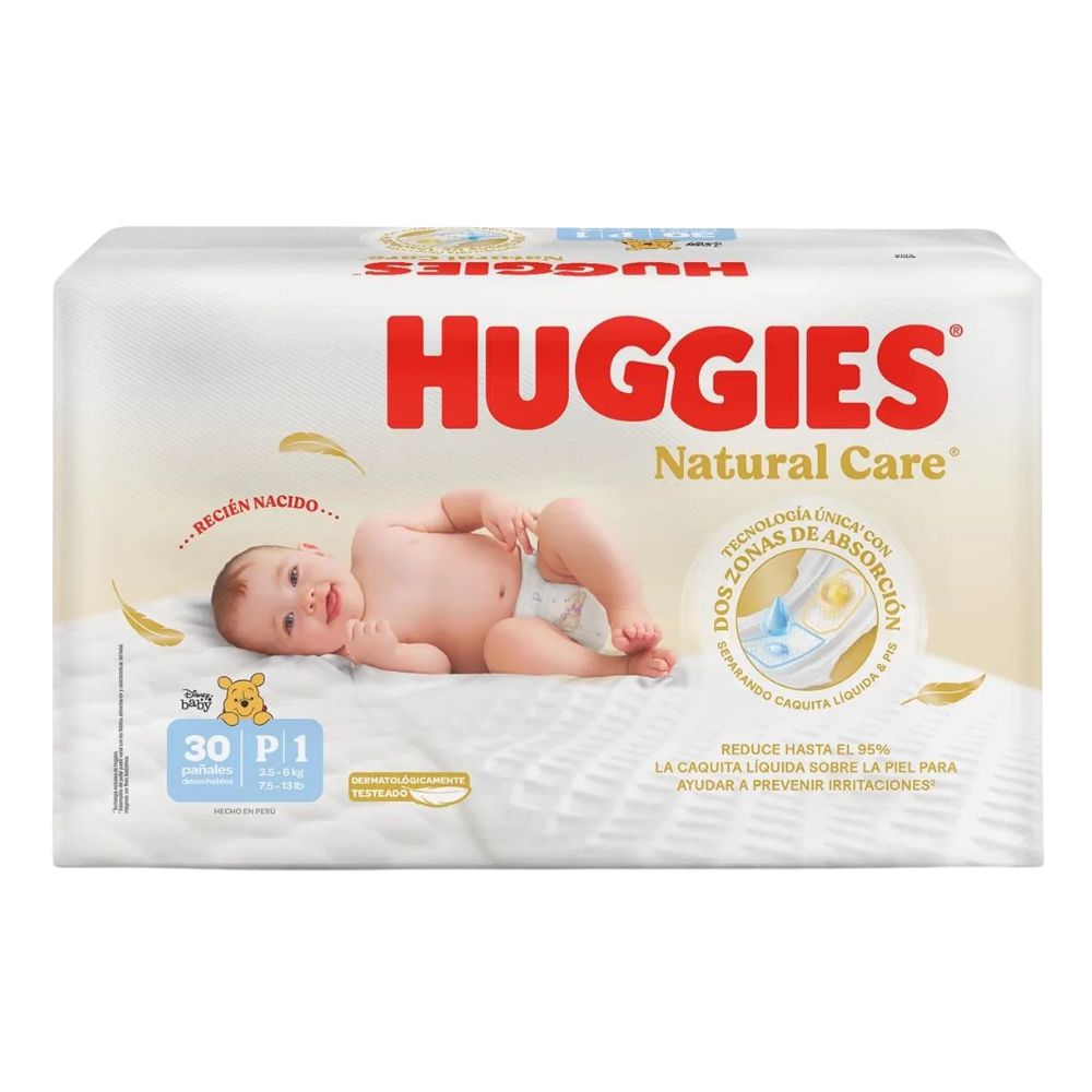 Pañales Huggies Natural Care Talla P 30und