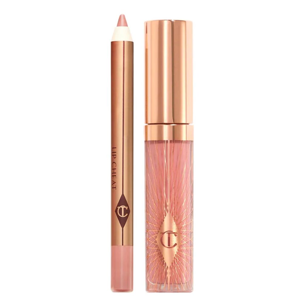 Charlotte Tilbury Pillow Talk Fair Glossy Lip Kit Mini Pillow Lip Cheat + Mini Collagen Lip Bath