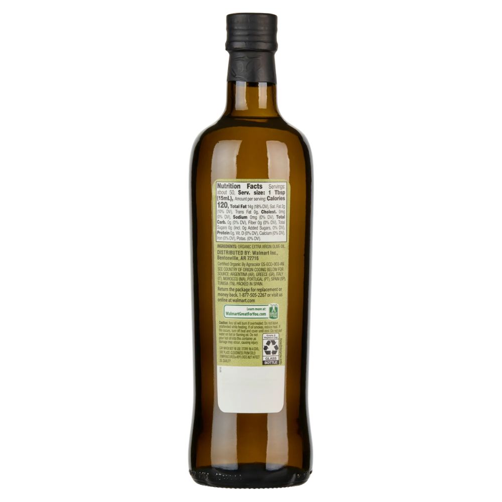Great Value Aceite De Oliva Organic Extra Virgin Cold Extracted 754ml
