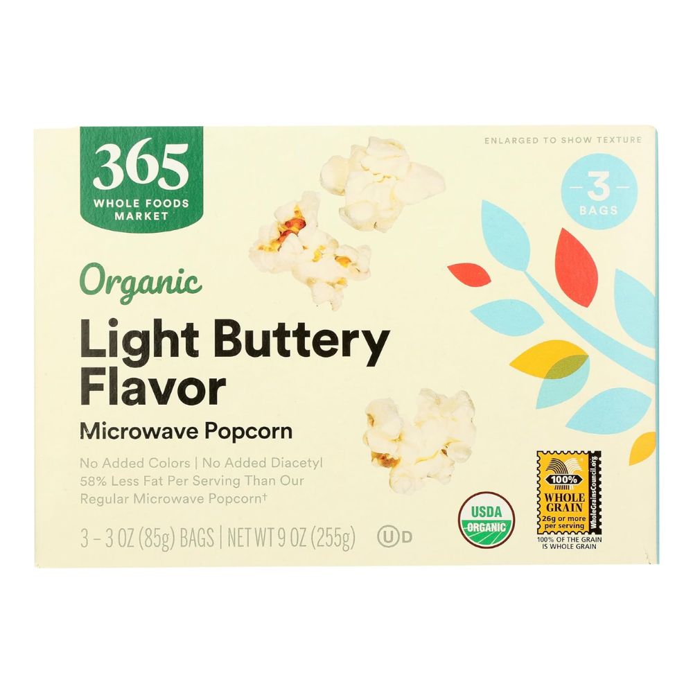 365 Whole Foods Market Organic Buttery Flavor Microve Popcorn 3 Und