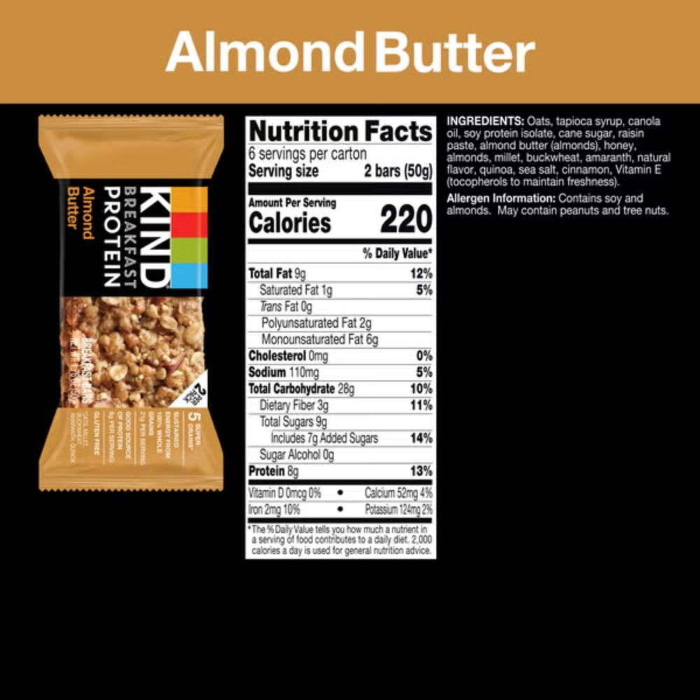 Kind Barra Breakfafst Protein Almond Butter 50g