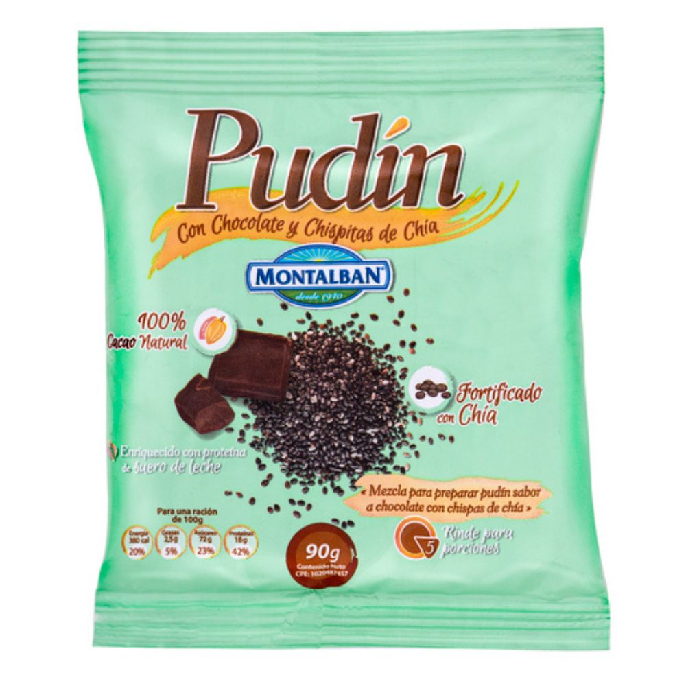 Montalban Pudin De Chocolate y Chispitas De Chia 90g