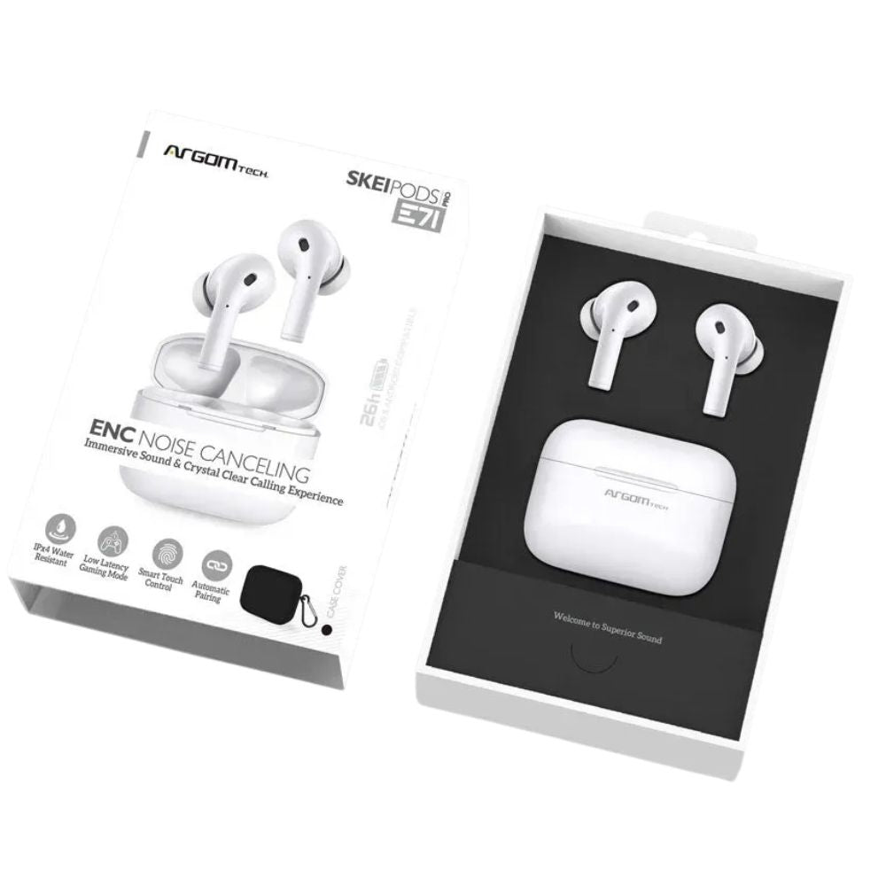 Argom Tech Audífonos Inalámbricos Stereo Skei Pods E71 Case Negro