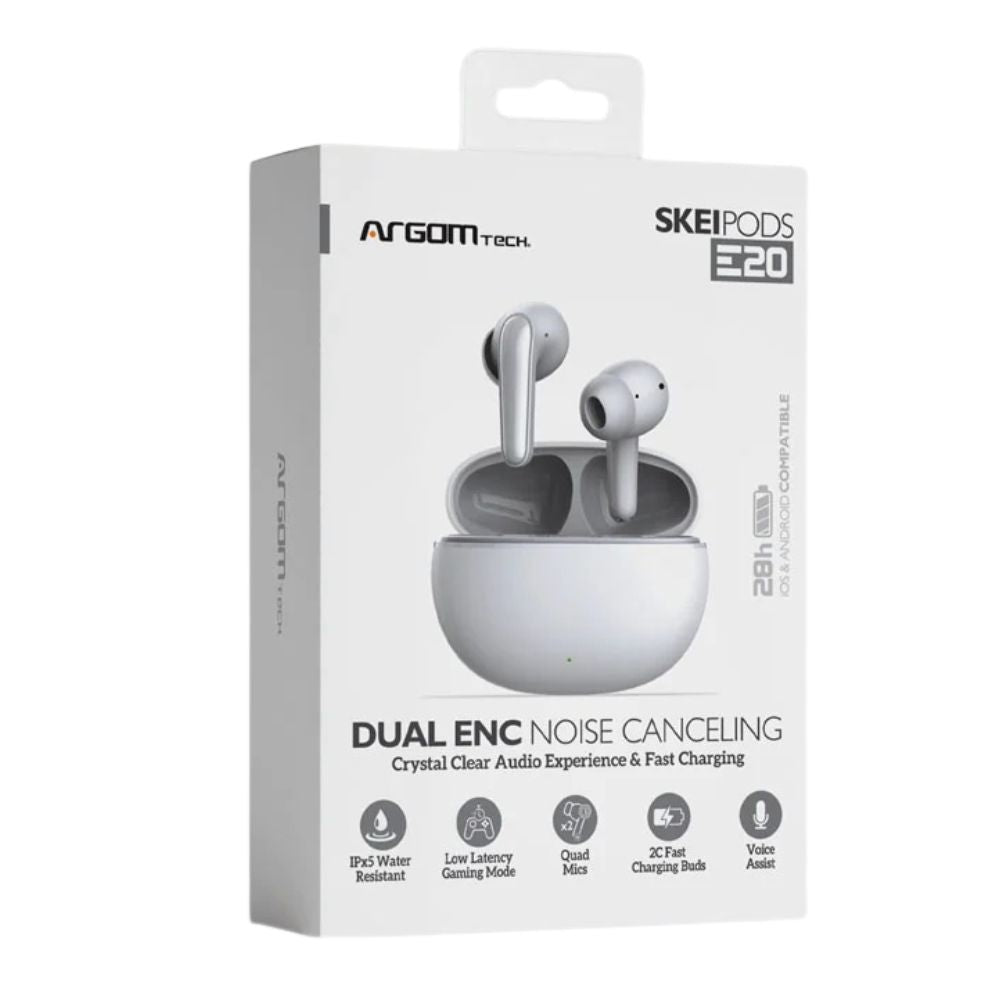 Argom Tech Audífonos Inalámbricos Stereo Skei Pods E20 Blanco