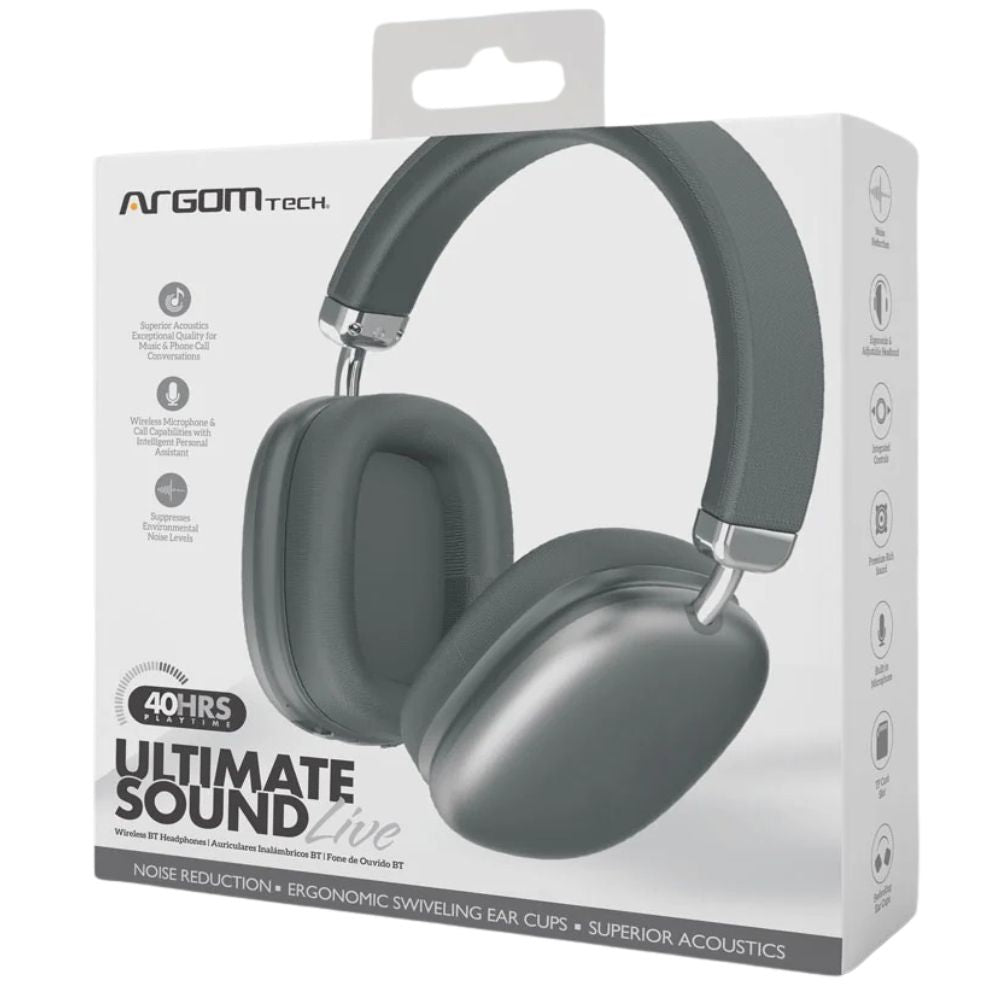Argom Tech Auriculares Bluetooth Ultimate Sound Zone Live Negros