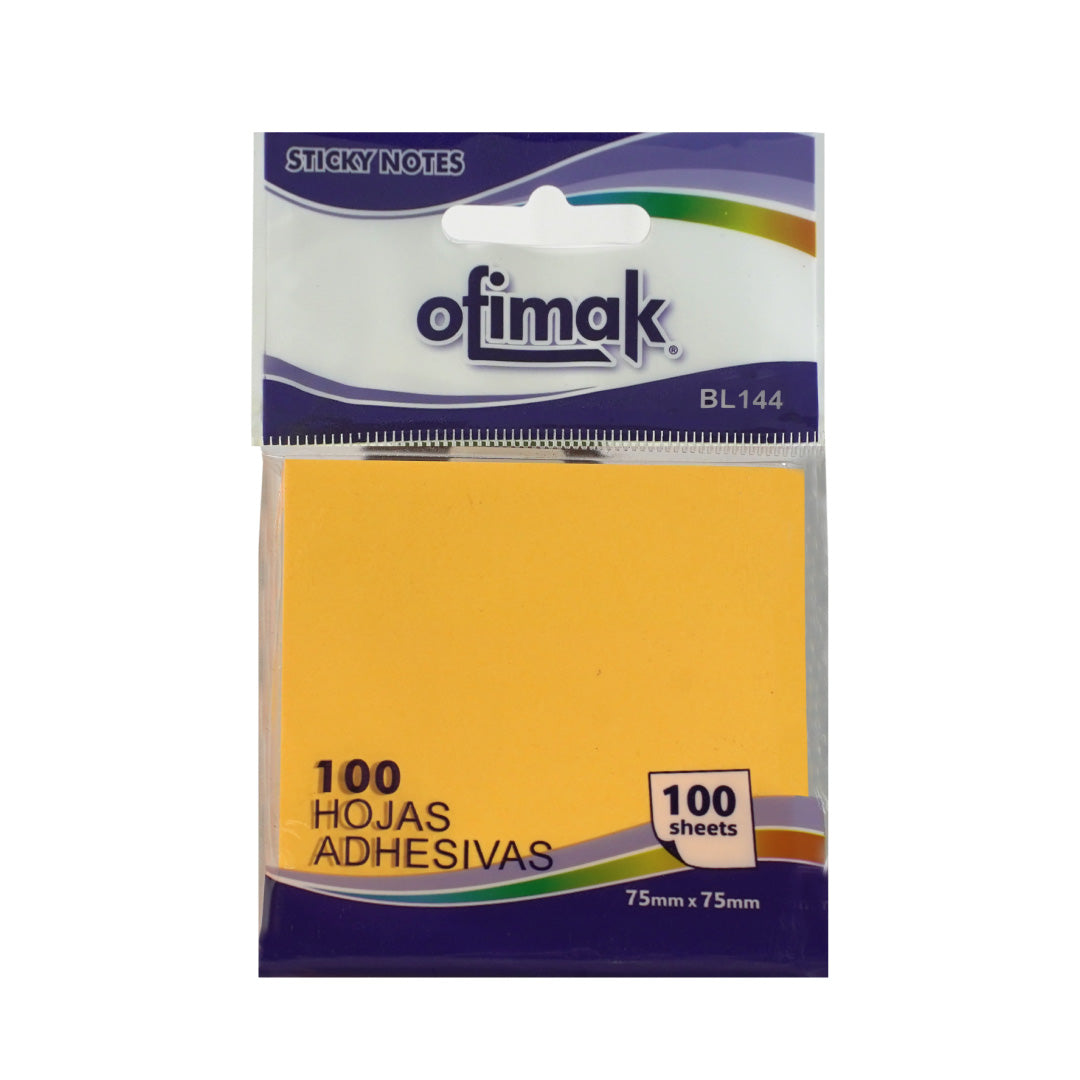 Ofimak 100 Hojas Adhesivas Naranja 75mm x 75mm