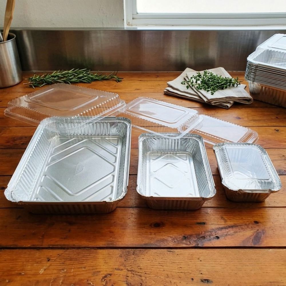 Bandejas De Aluminio Tapa Transparente 3 Tamaños