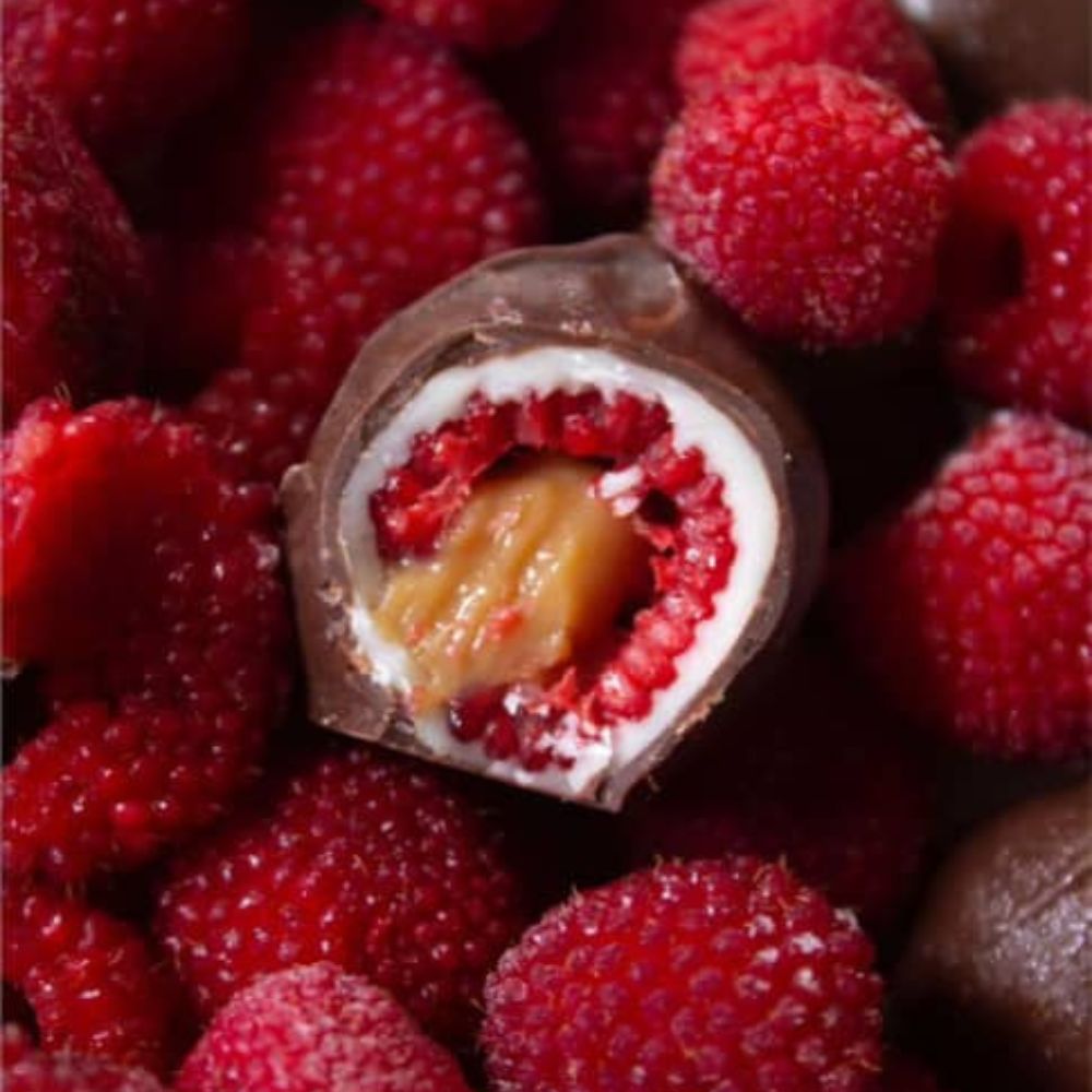 Berryummy Frambuesas Bañadas en Chocolate Negro + Chocolate Blanco 160gr