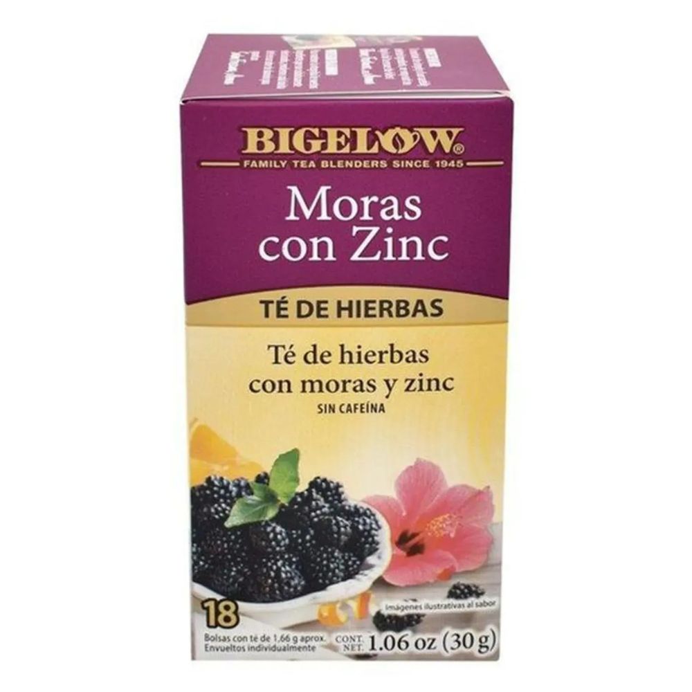 Bigelow Té De Hierbas Con Mora Y Zinc 18 Und 30gr