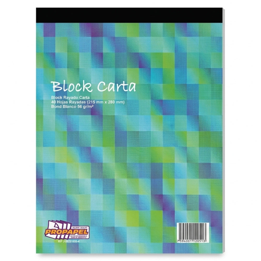 Block Rayado Propapel Tamaño Carta 40 Hojas 215x280mm