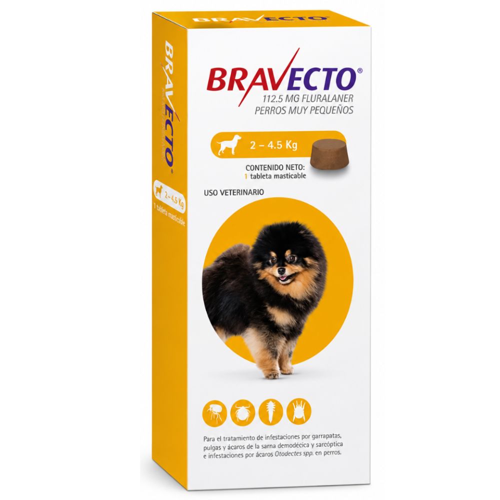 Bravecto Tableta Masticable Para Perros Pequeños 2-4.5Kg