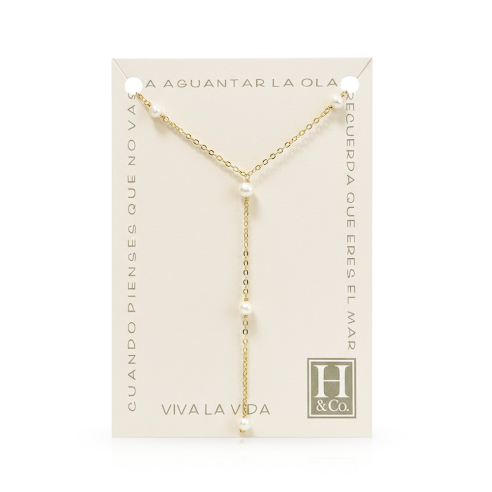 H&Co Collar Para Damas Gold and White Pearls