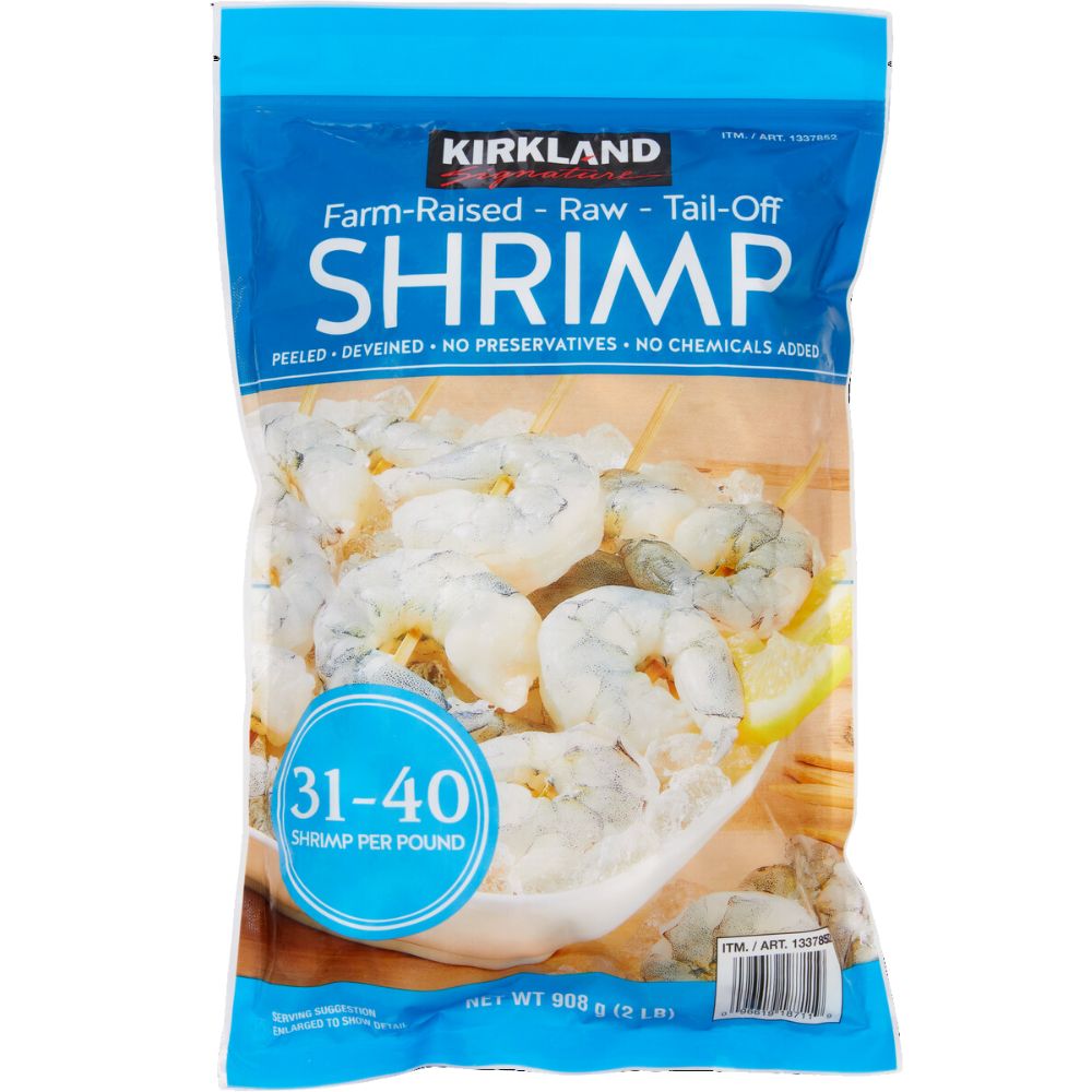 Camarones Kirkland Farm Raised Cooked Tail-On 908g