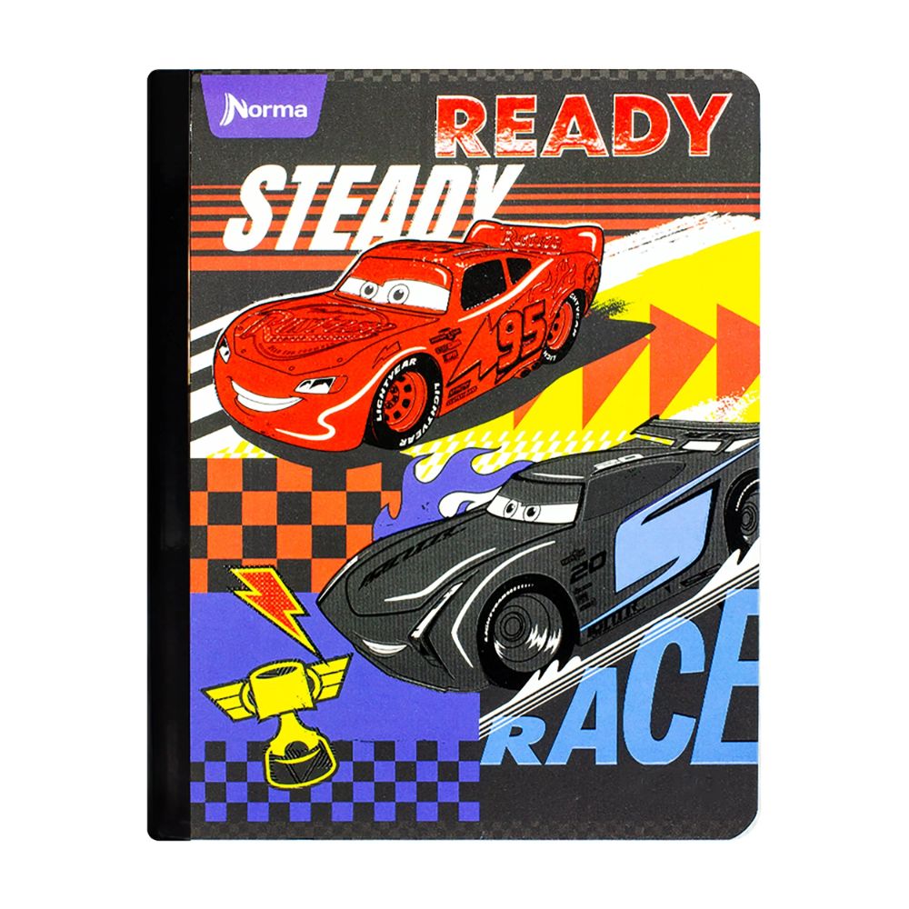Norma Cuaderno Cars Una Linea 100 hojas Con Stickers Diseños Surtidos