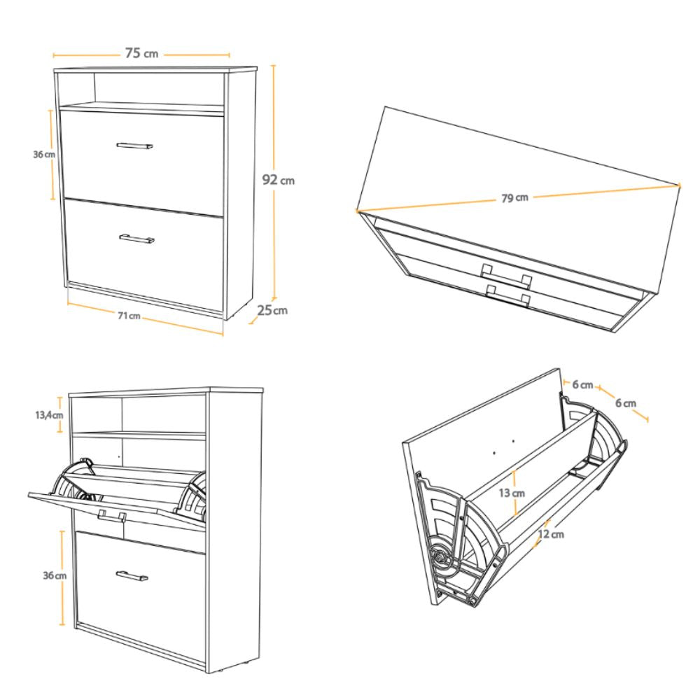 Casalista Zapatera 2 Puertas Bardolino/Blanco