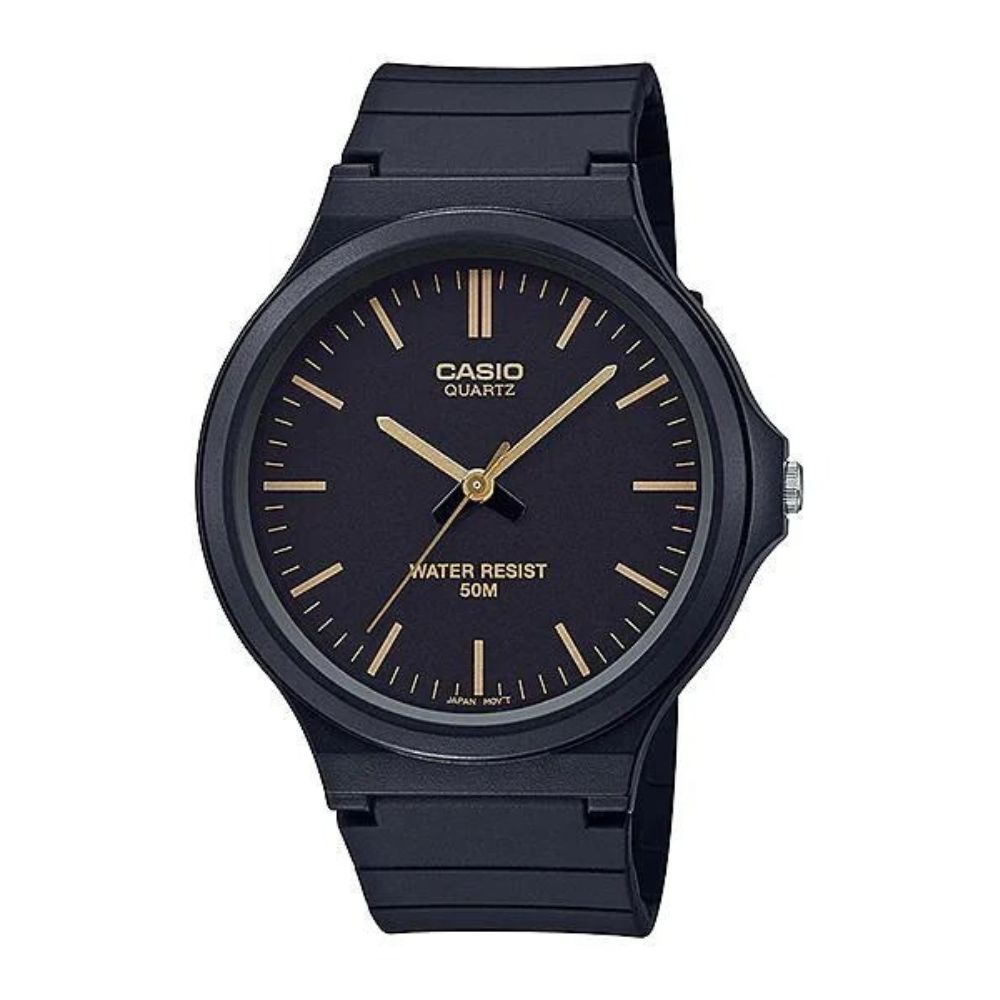 Casio Reloj Análogo Casual De Correa De Resina Para Caballeros Black