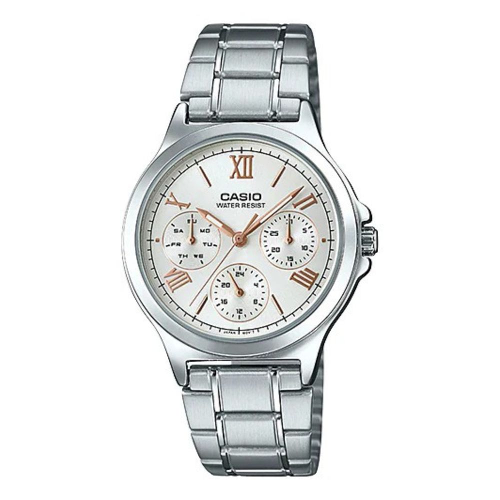Casio Reloj Casual Correa De Acero Inoxidable Para Damas Silver