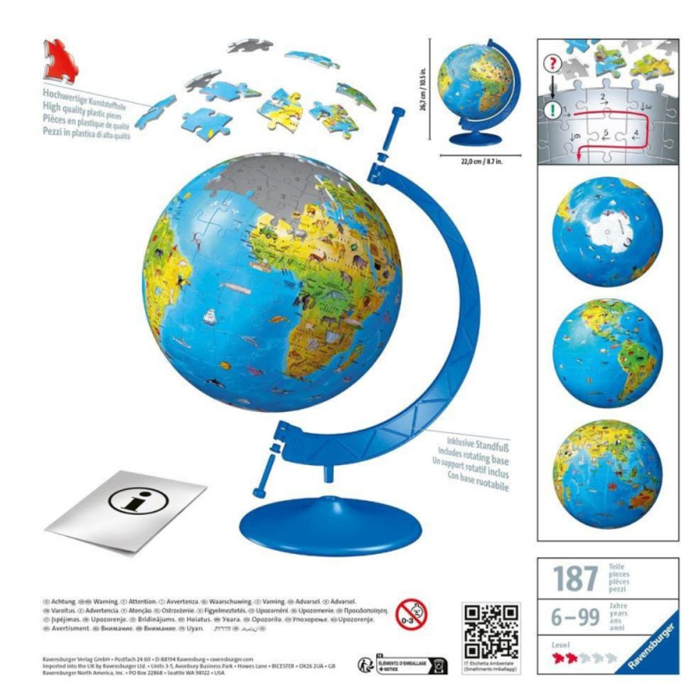 Ravensburger Rompecabezas 3D Globo Terraqueo 180Pzs 6+