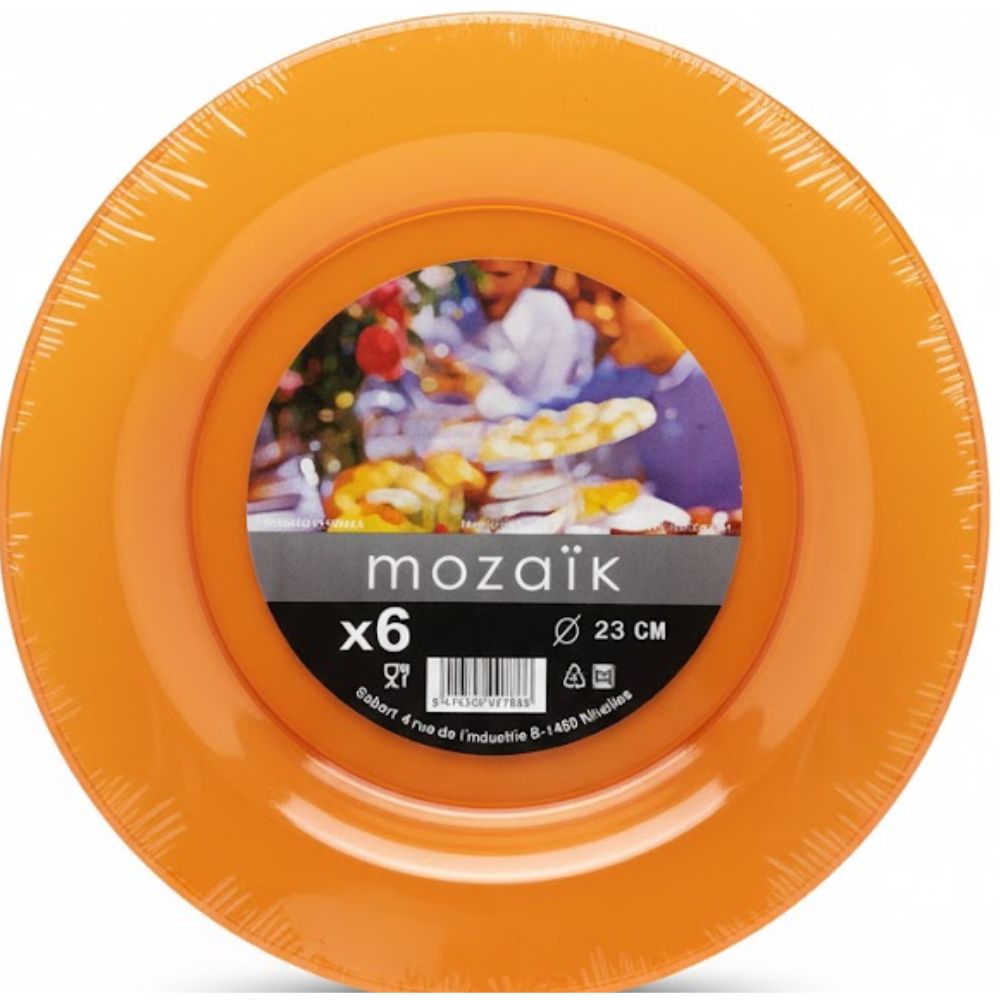 Mozaik Platos Plasticos Desechable Colores Varios 6 Und