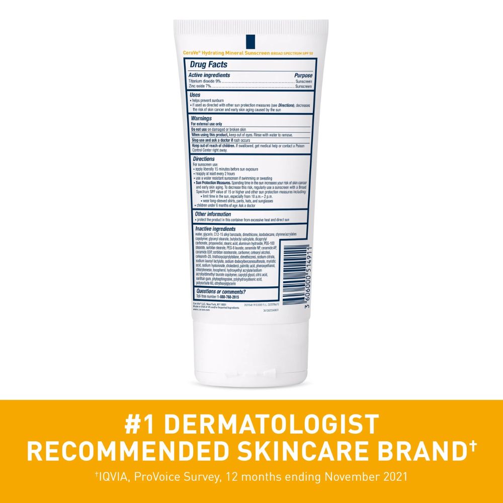 Cerave Hydrating Mineral Sunscreen SPF 50 150ml