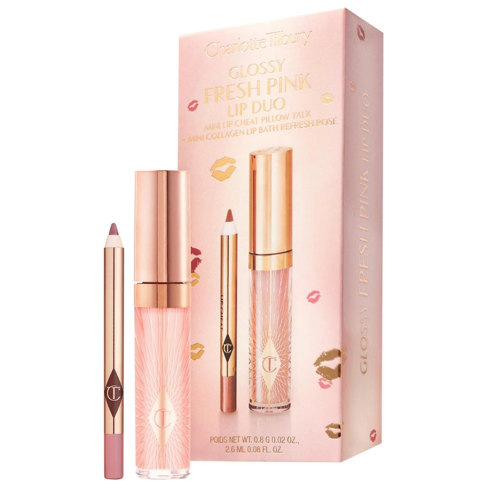 Charlotte Tilbury Mini Glossy Pink Lip Gloss + Lip Liner Set Color Fresh Pink