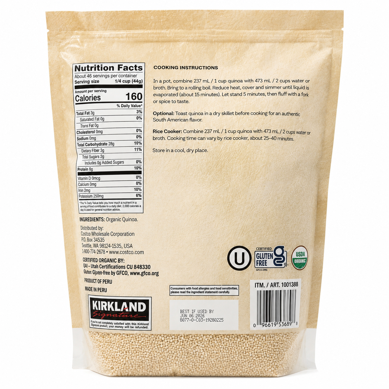 Quinoa Kirkland Organic 2Kg