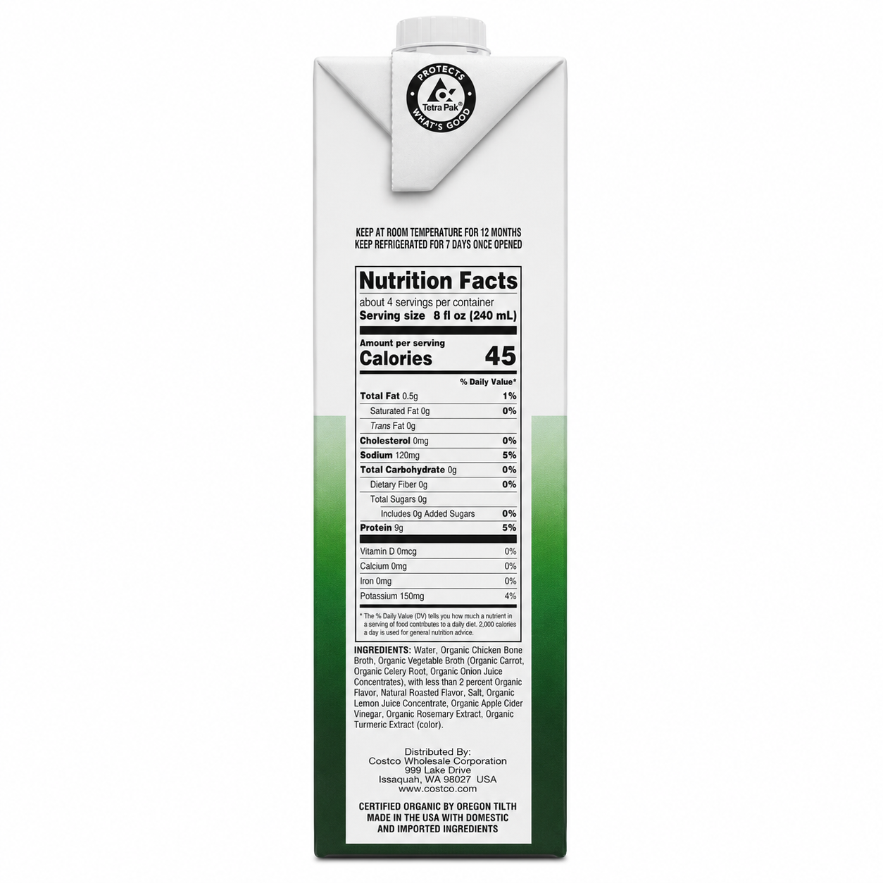 Kirkland Organic Chicken Sipping Bone Broth 946ml