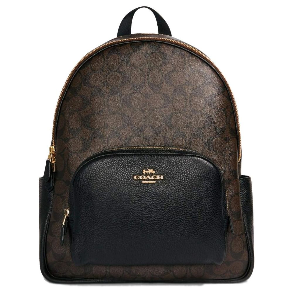 Coach Bolso Court Backpack In Signature Canvas Marrón