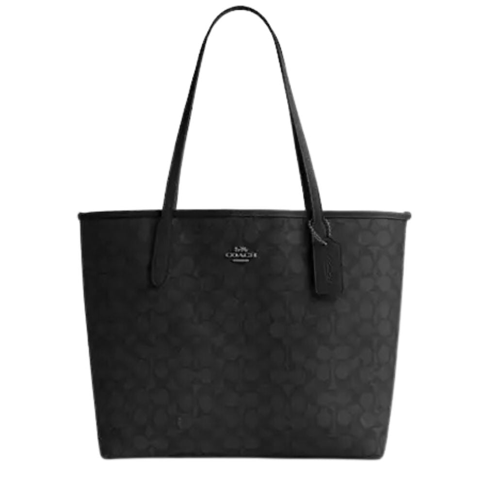 carteras coach negra bolsas coach grandes Coach Cartera Tote City In Signature Canvas Charcoal Black