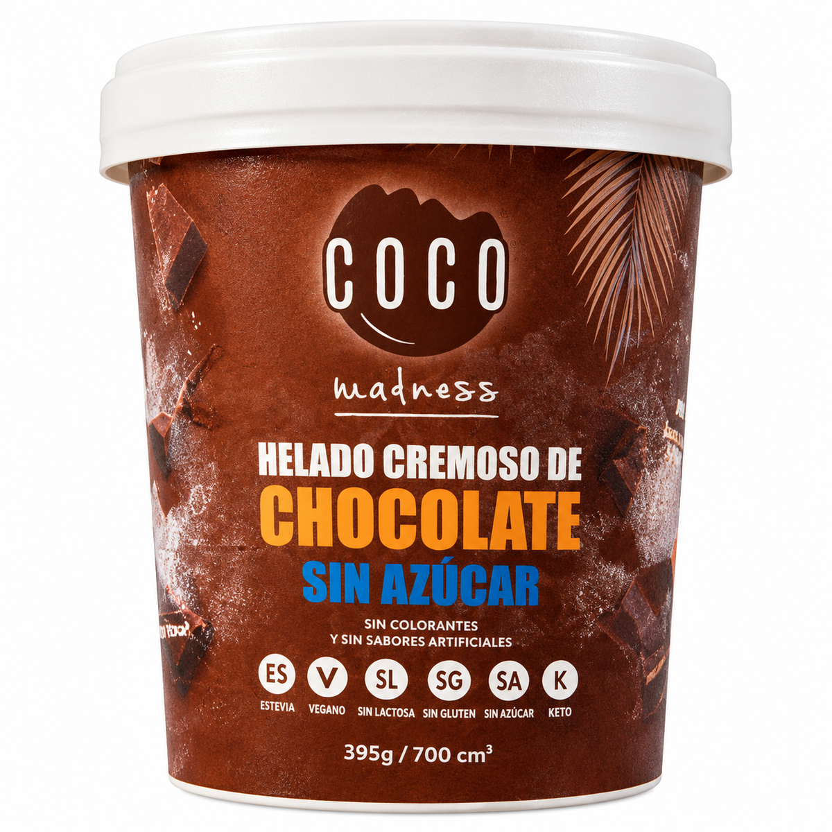 Coco Madness Helado Cremoso de Chocolate Sin Azucar Envase 700ml