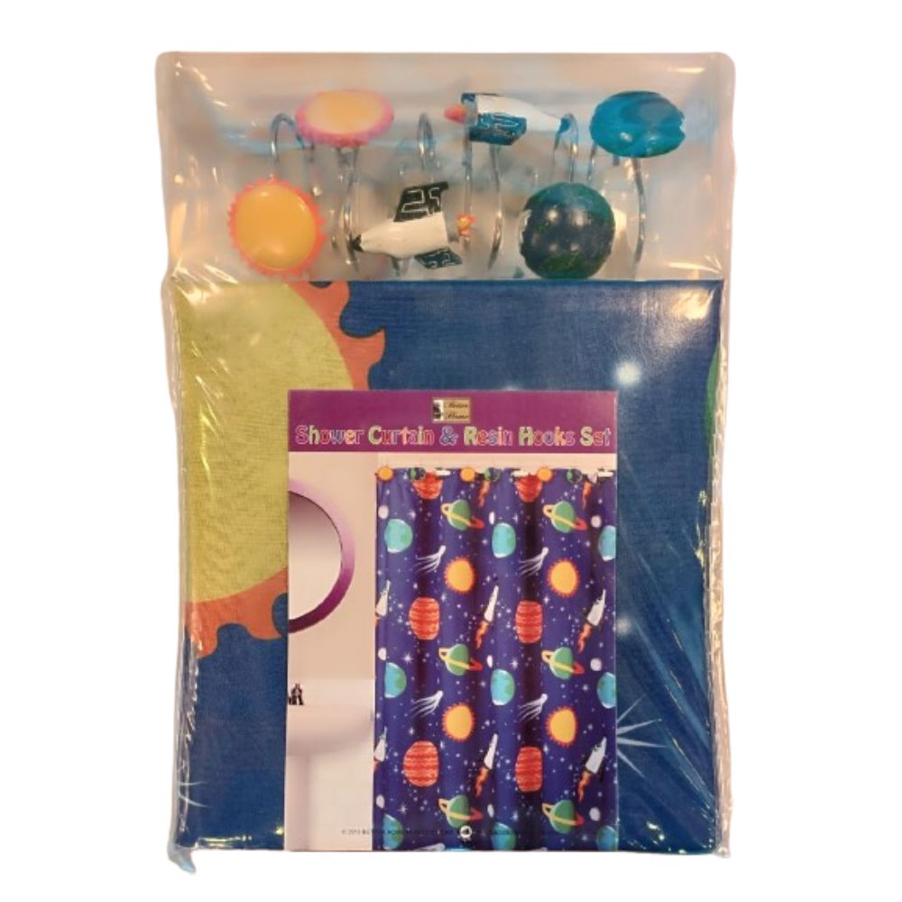 Cortina Para Ducha Shower Curtain & Resin Hooks Set 70" x 72" El Espacio