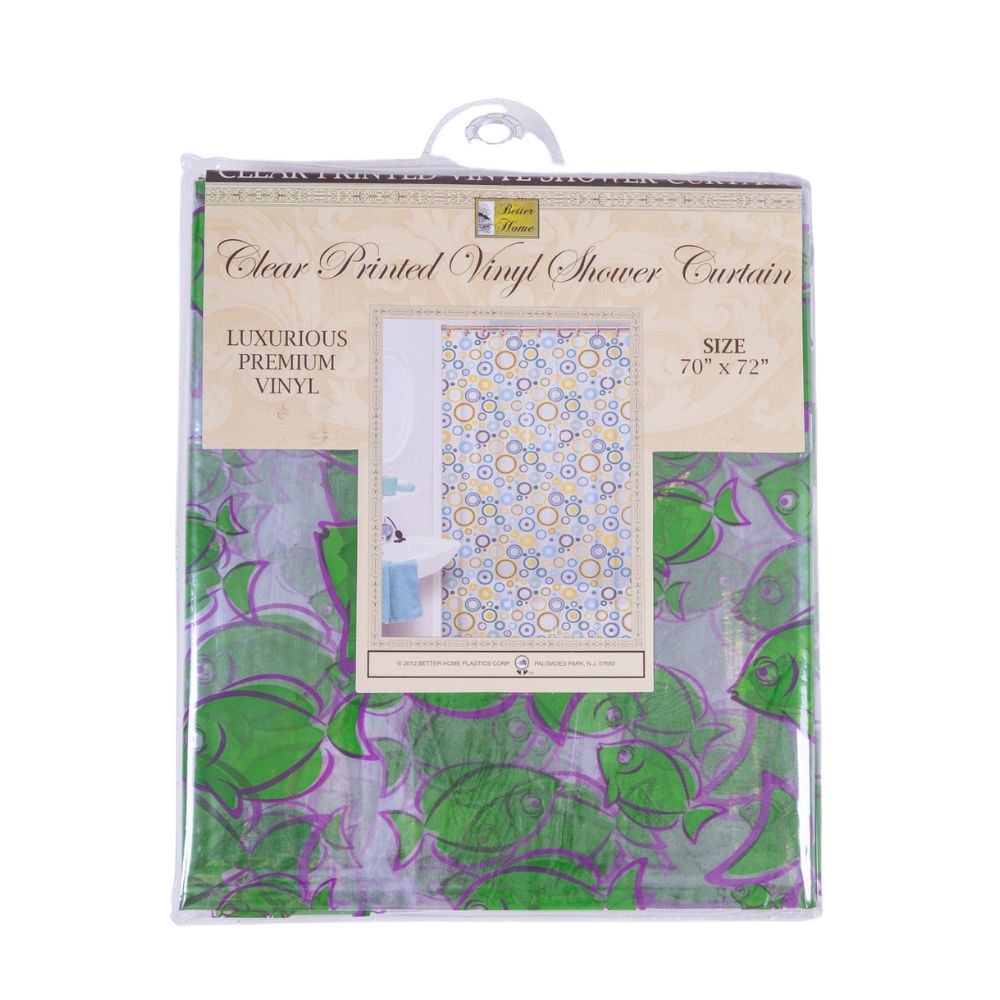Cortina Para Ducha Clear Printed Vinyl Shower Curtain 70" x 72" Peces