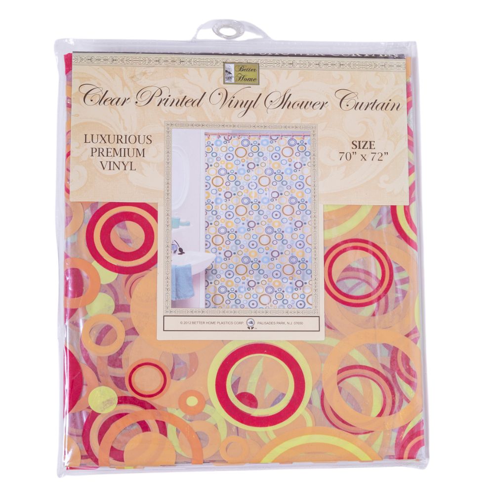 Cortina Para Ducha Clear Printed Vinyl Shower Curtain 70" x 72" Circulo Colores