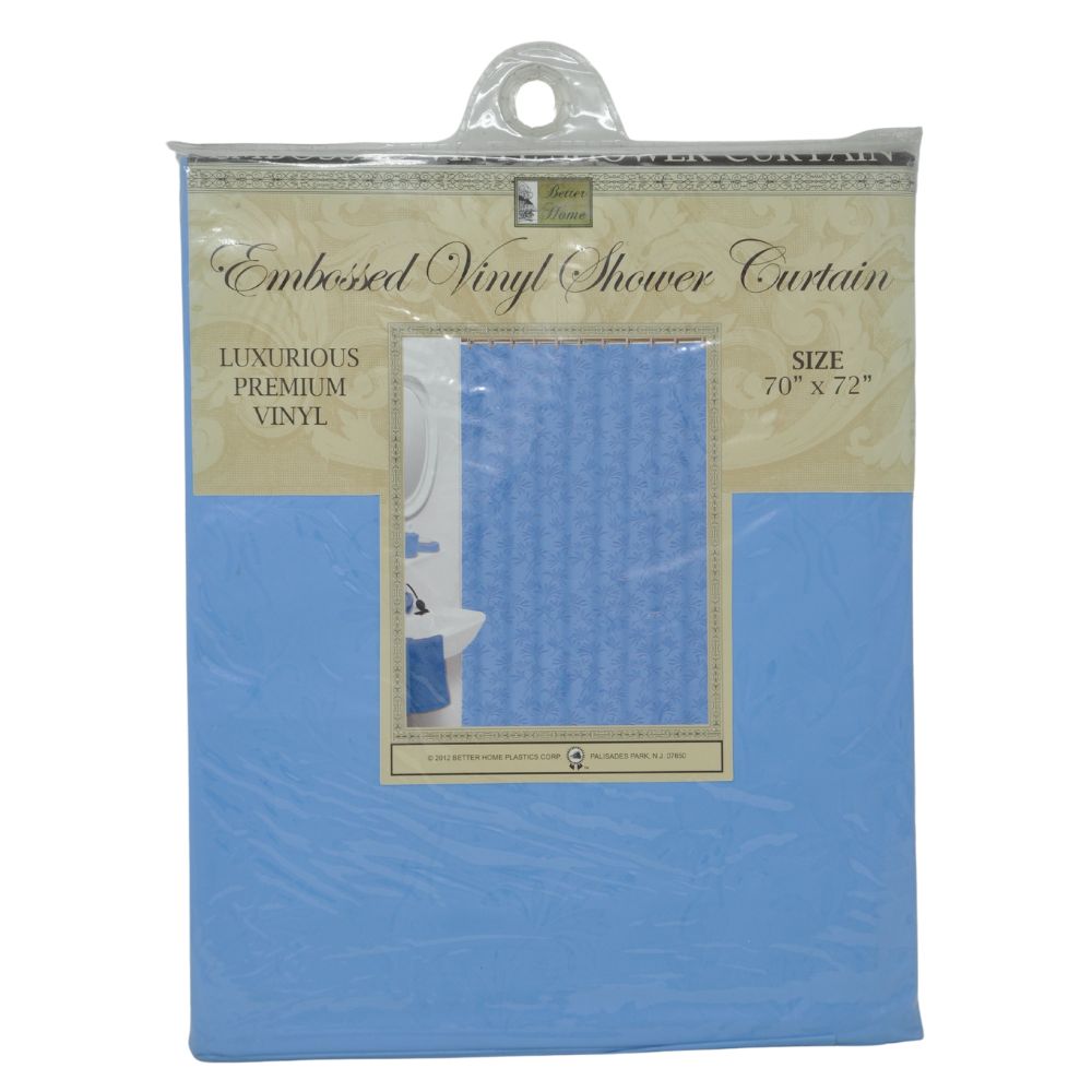 Cortina Para Ducha Clear Printed Vinyl Shower Curtain 70" x 72" Diseño Azul Flores