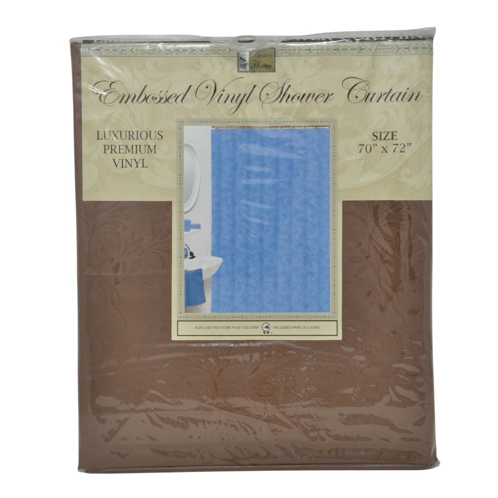 Cortina Para Ducha Clear Printed Vinyl Shower Curtain 70" x 72" Diseño Marron Flores