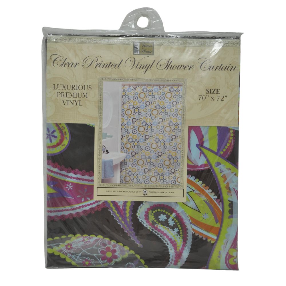 Cortina Para Ducha Clear Printed Vinyl Shower Curtain 70" x 72" Diseño Colores