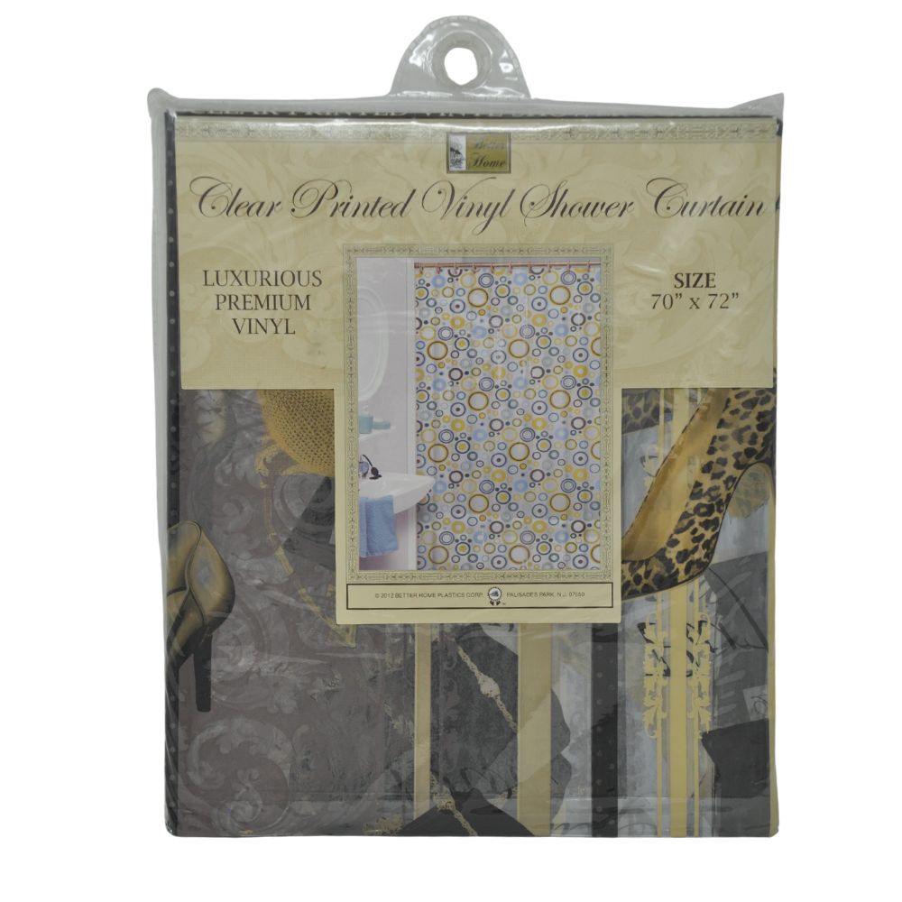 Cortina Para Ducha Clear Printed Vinyl Shower Curtain 70" x 72" Diseño Elegante