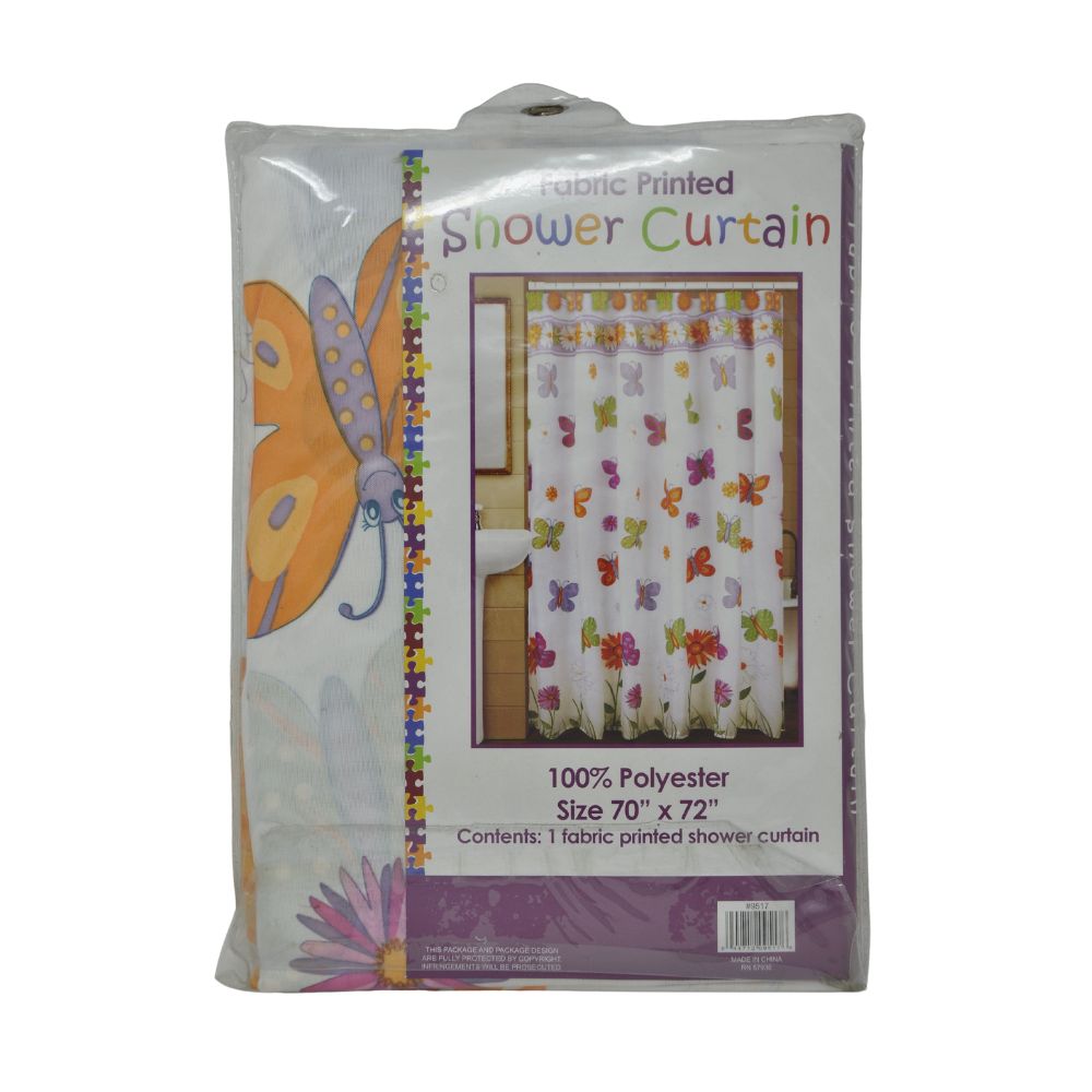 Cortina Para Ducha Printed Fabric Shower Curtain 70" x 72" Diseño Mariposas