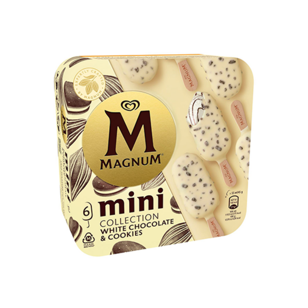 Helados Magnum 6 Pack Mini Collection White Chocolate & Cookies