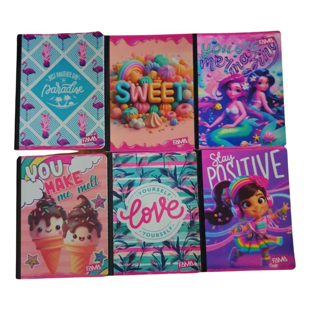Marfil Cuaderno Cosido Doble Linea 100 hojas Diseños Surtidos