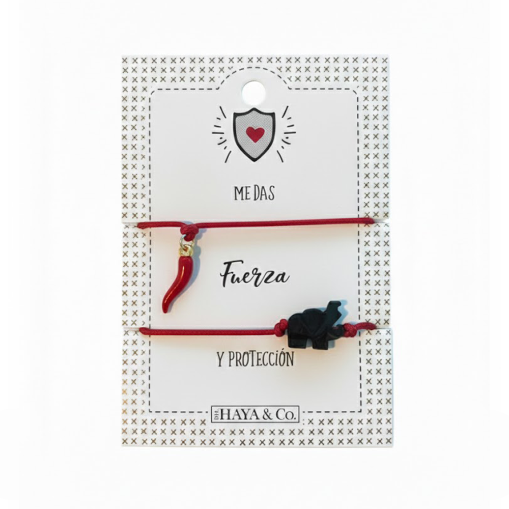 H&Co Duo De Pulseras Para Damas Con Dijes Color Red