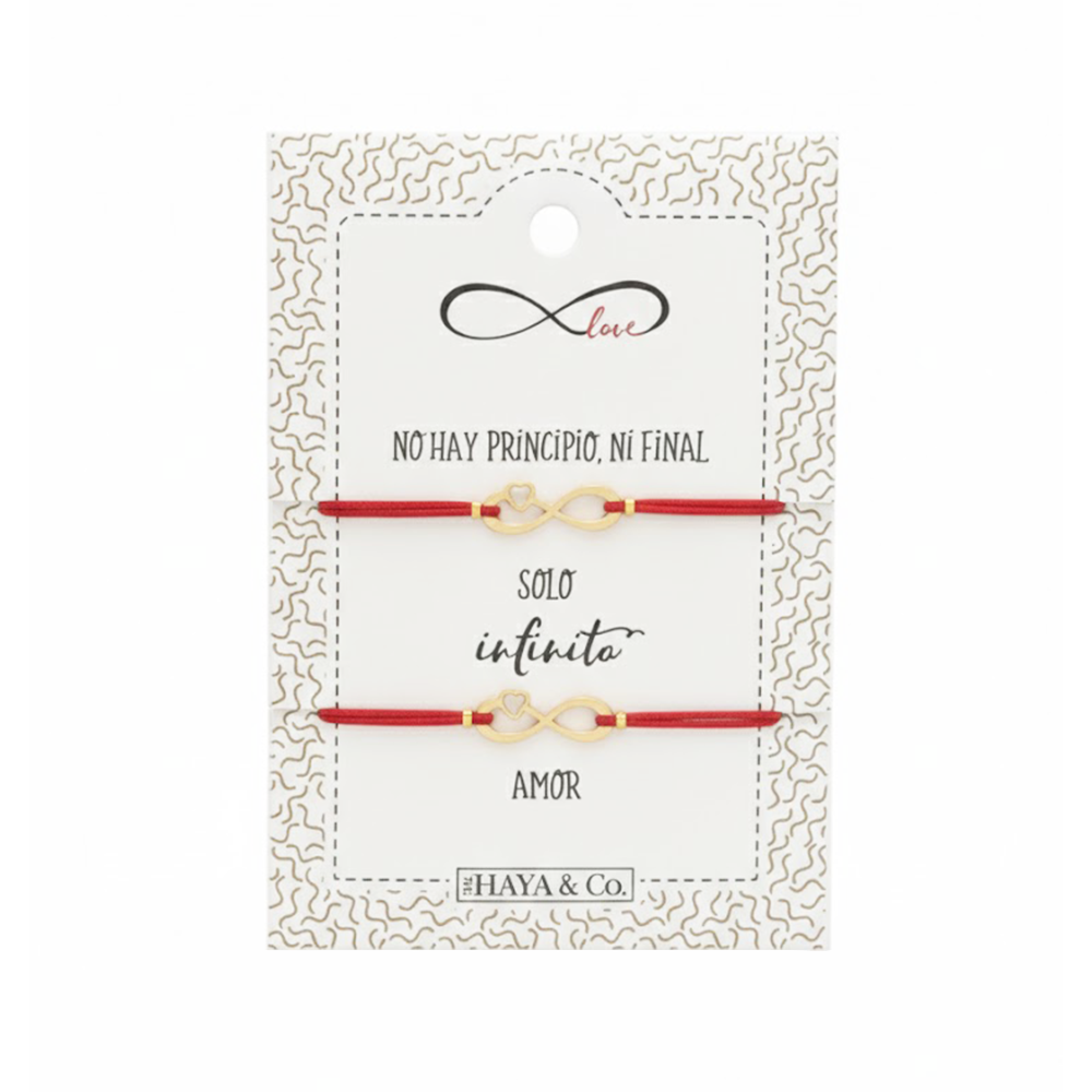 H&Co Duo De Pulseras Para Damas Dije Eternity Color Red