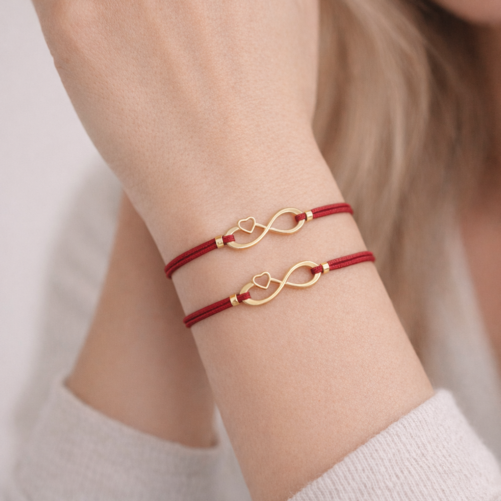 H&Co Duo De Pulseras Para Damas Dije Eternity Color Red