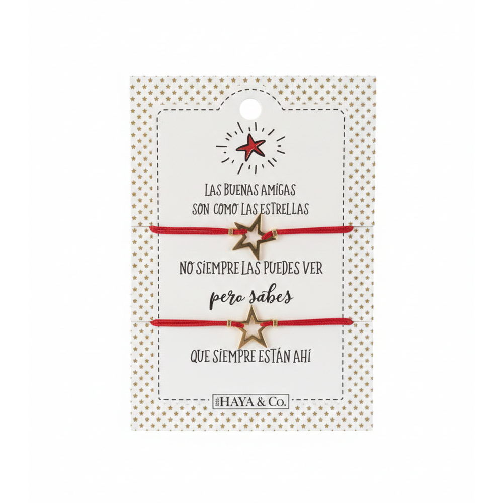 H&Co Duo De Pulseras Para Damas Con Dije Star Color Red