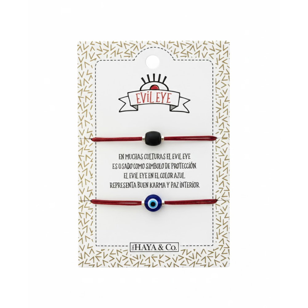 H&Co Duo De Pulseras Para Damas Con Dijes Ojo Turco Color Red