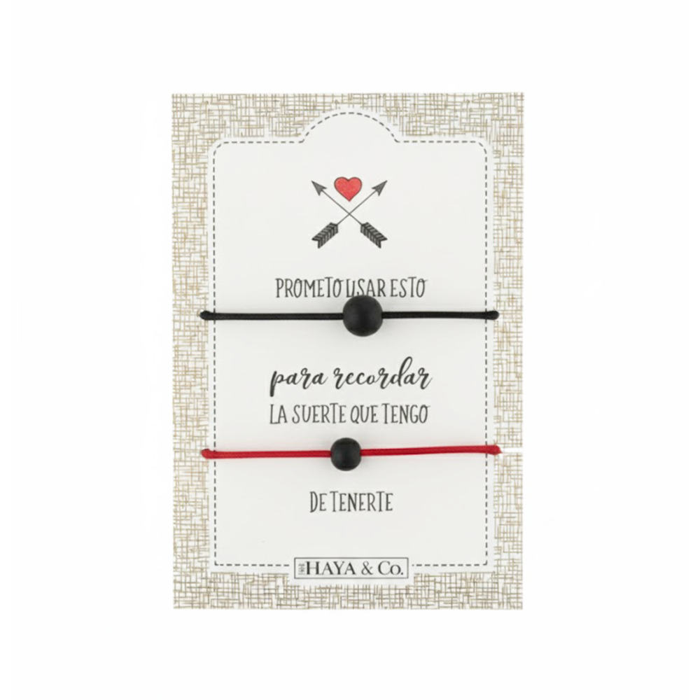 H&Co Duo De Pulseras Para Damas Con Dijes Color Red & Black