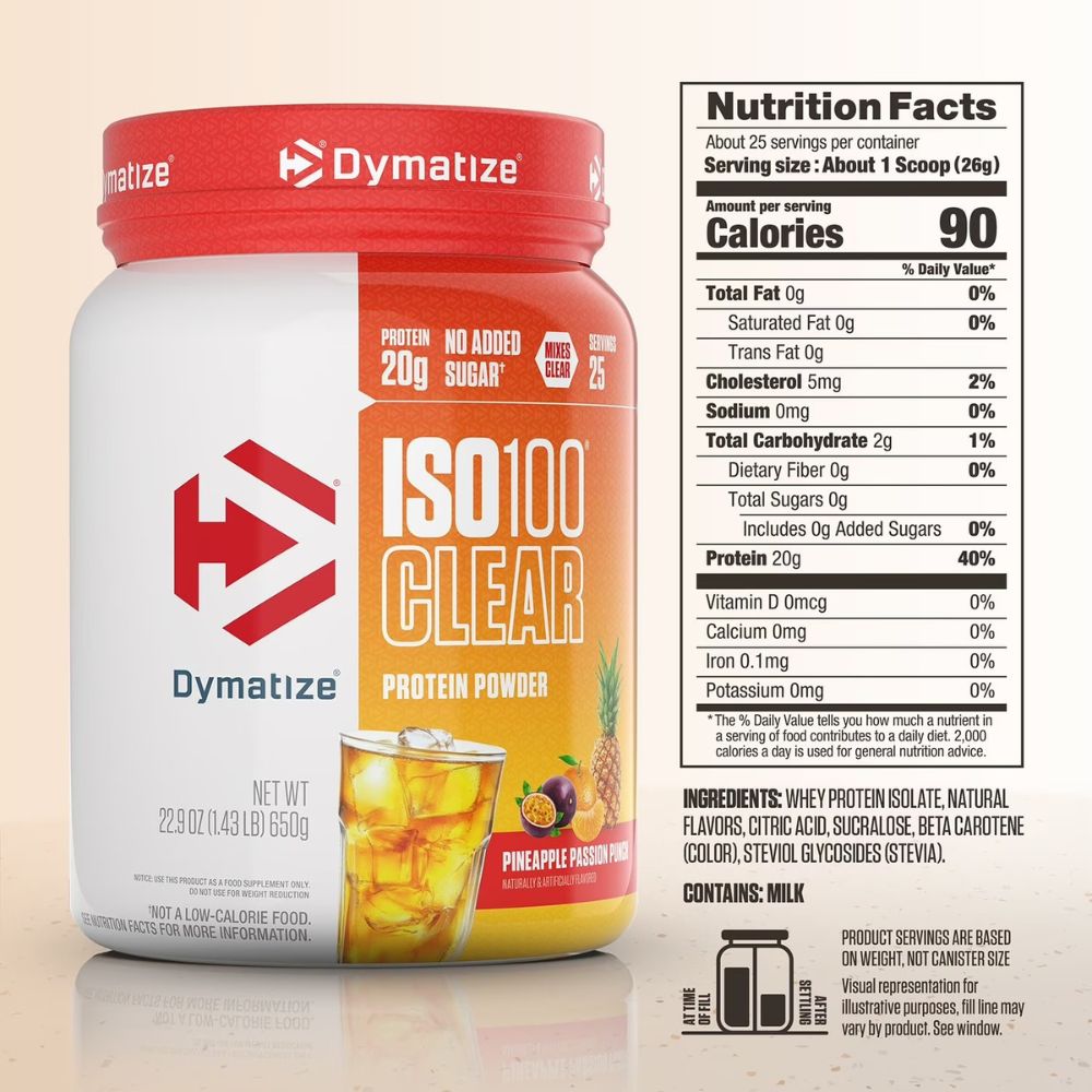 Dymatize Proteina ISO 100 Clear Powder Pineapple Passion Punch 650gr